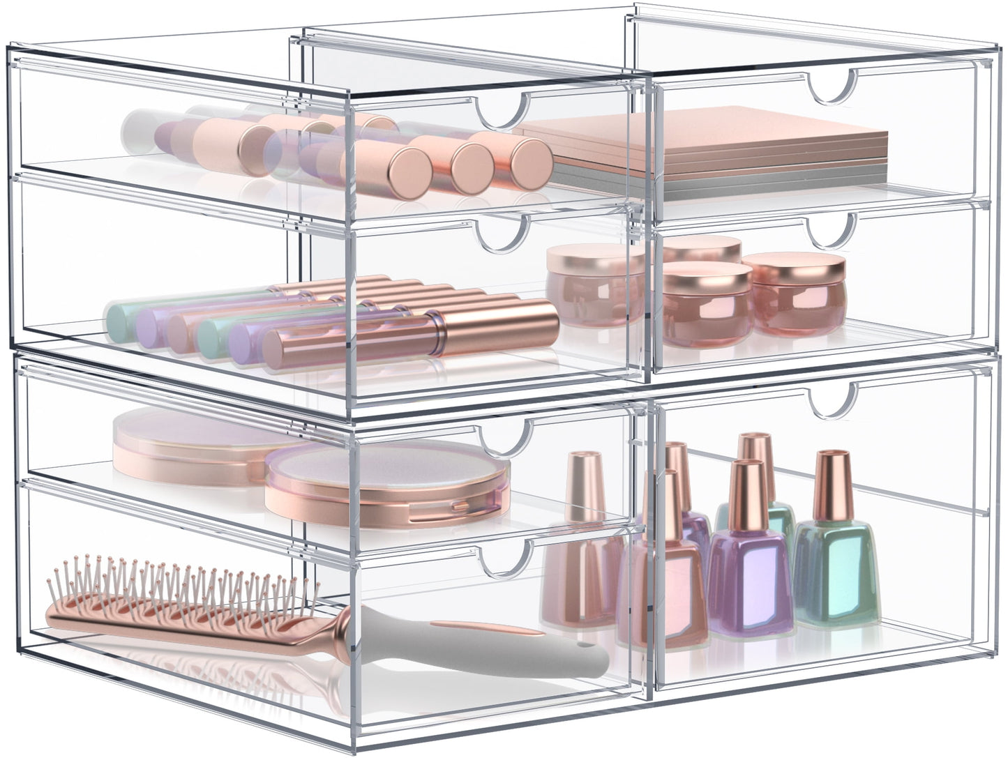 Sorbus 2-Piece Clear Acrylic Makeup Organizer with 7 Drawers, Stackable Storage Bins