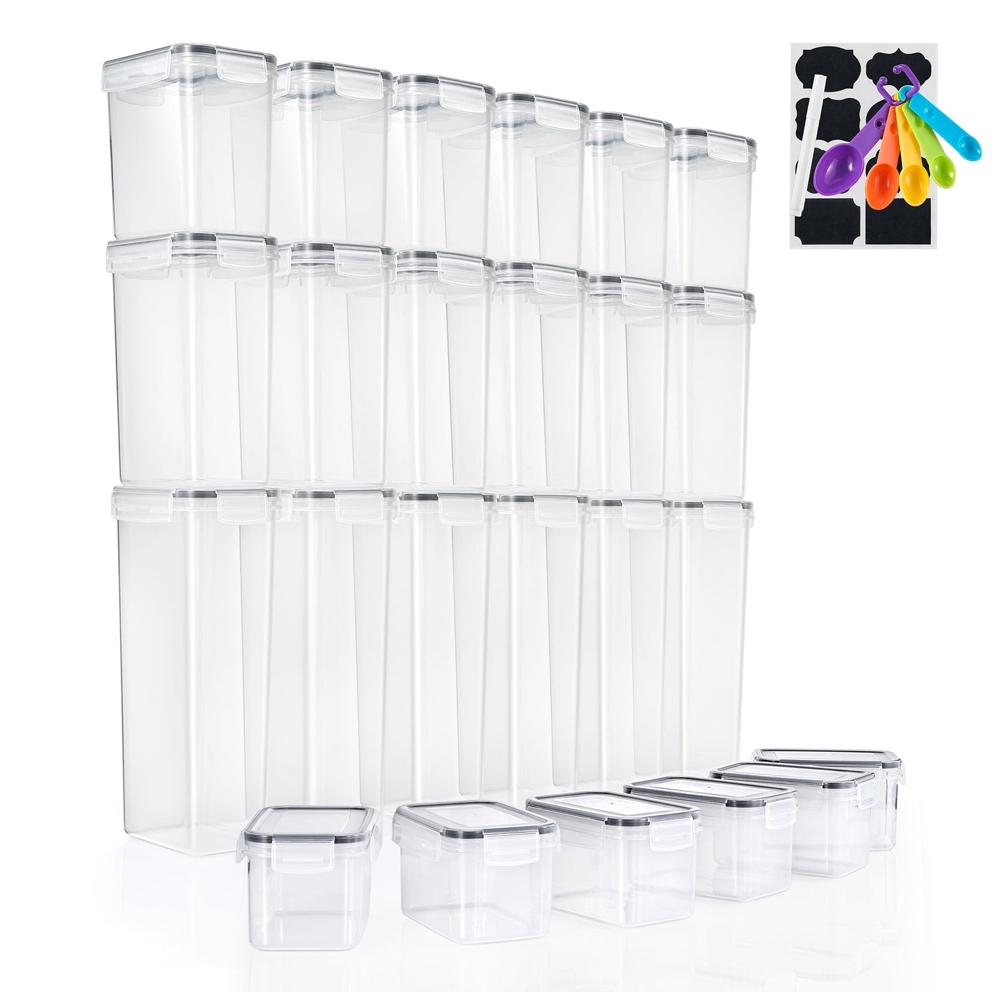 Sorbus 12 Pack Airtight Food Storage Containers with Labels, Marker & Measuring Spoons Set