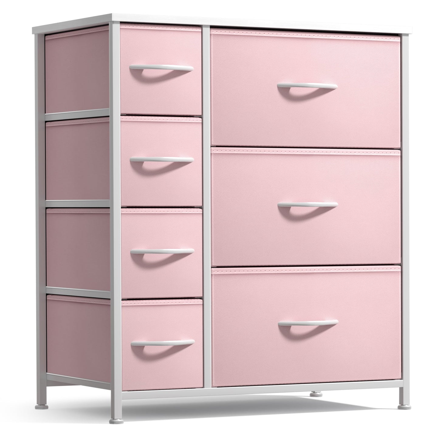 Sorbus Cómoda de 7 Cajones para Dormitorio Infantil con Contenedores de Tela Rosa