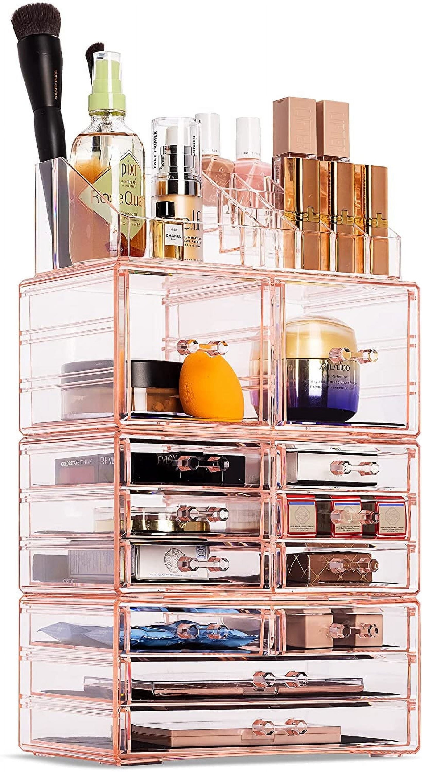 Sorbus Cosmetic Makeup and Jewelry Storage Case Tower Display Organizer - Pink