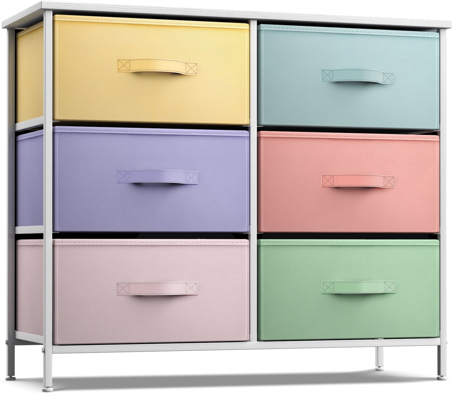 Sorbus Dresser with 6 Drawers - Furniture Storage Chest Tower Unit for Bedroom, Hallway, Closet, Office Organization - Steel Frame, Wood Top, Easy Pull Fabric Bins 
