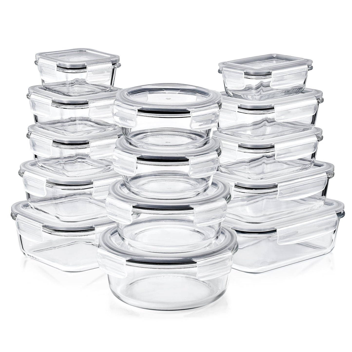 Sorbus Recipientes de Vidrio para Preparación de Comidas con Tapas Herméticas, Aptos para Horno Congelador Lavavajillas, Juego de 14 Piezas