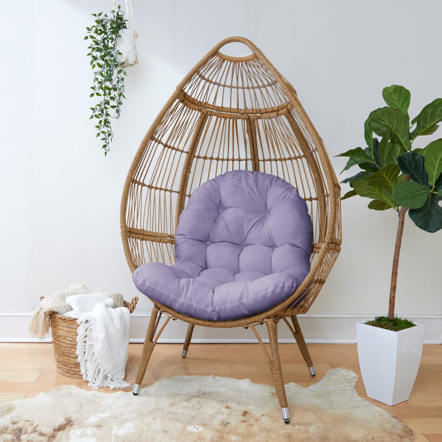 Sorra Home Indoor Lavender Egg Chair Cushion 44 in x 27 in x 4 in