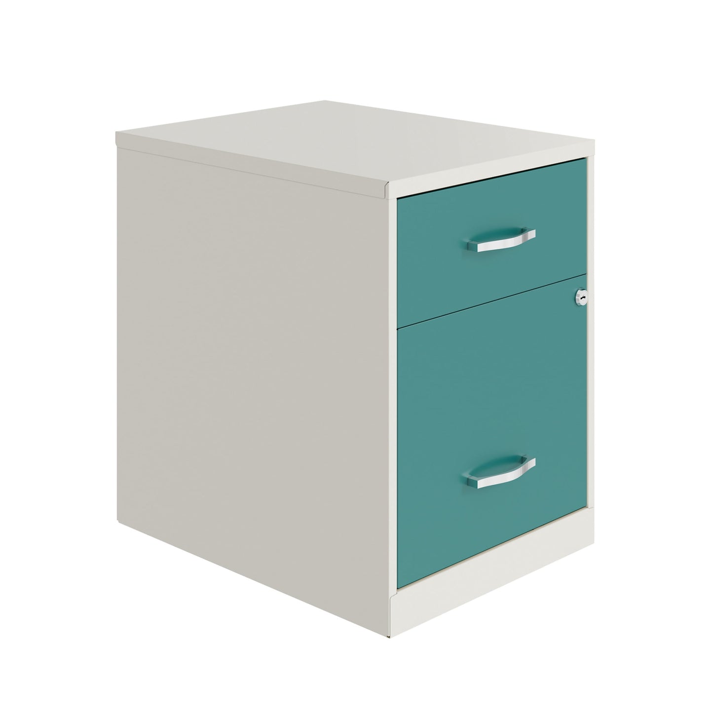 Space Solutions 18" Deep 2 Drawer Letter Width Vertical File Cabinet with Accessory Drawer, White/Teal