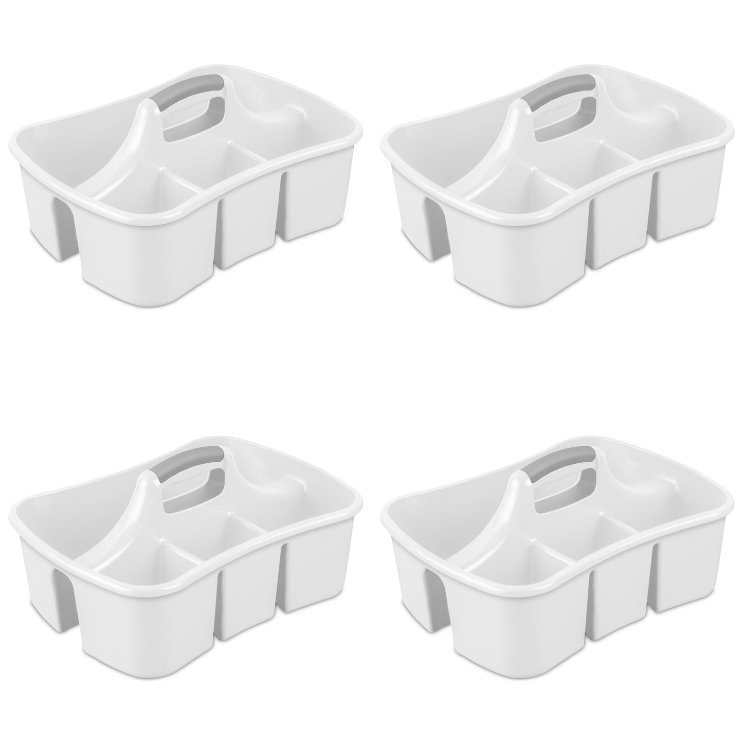 Sterilite Divided Ultraâ„¢ Caddy, Easy Carry, Handy Plastic Utility Storage, White, 4 Pack