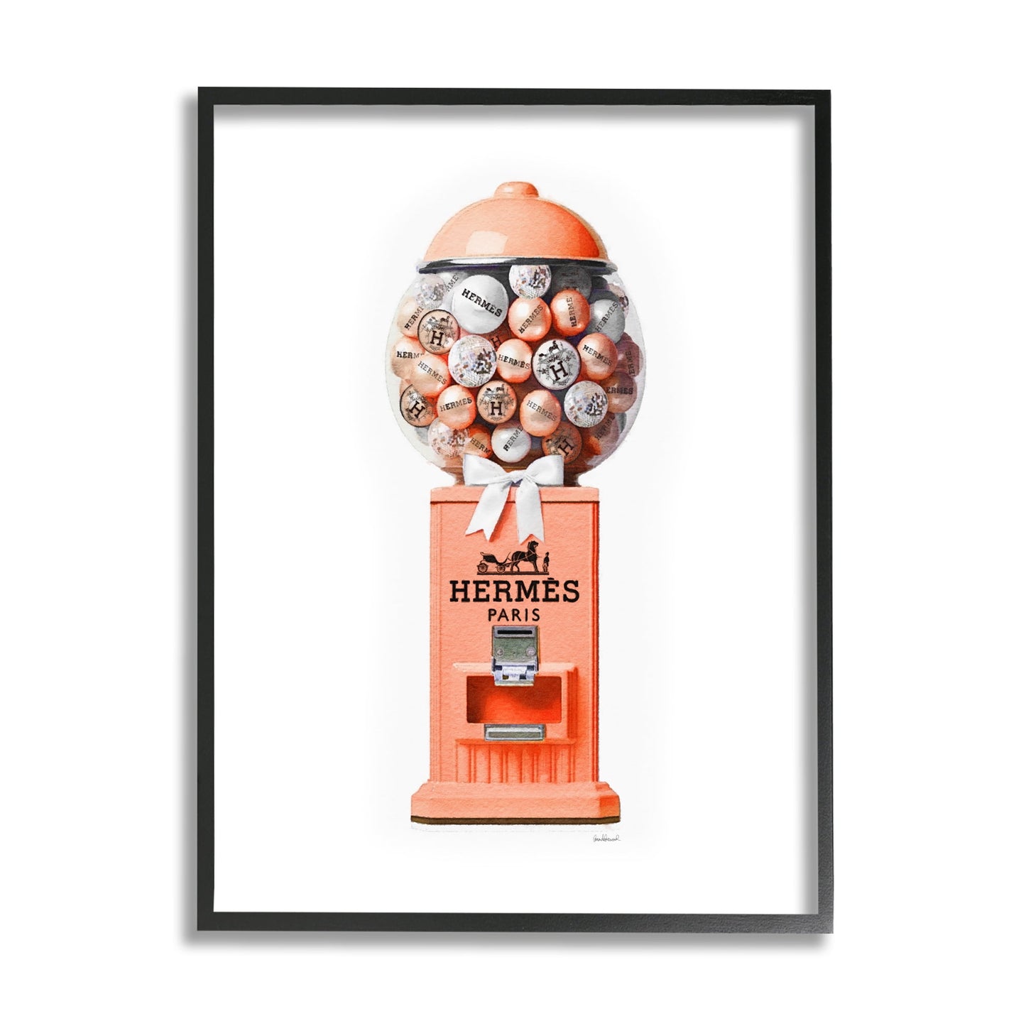 Stupell Industries Fashion Gumball Dispenser Beauty & Fashion Painting Black Framed Art Print Wall Art, 16 x 20