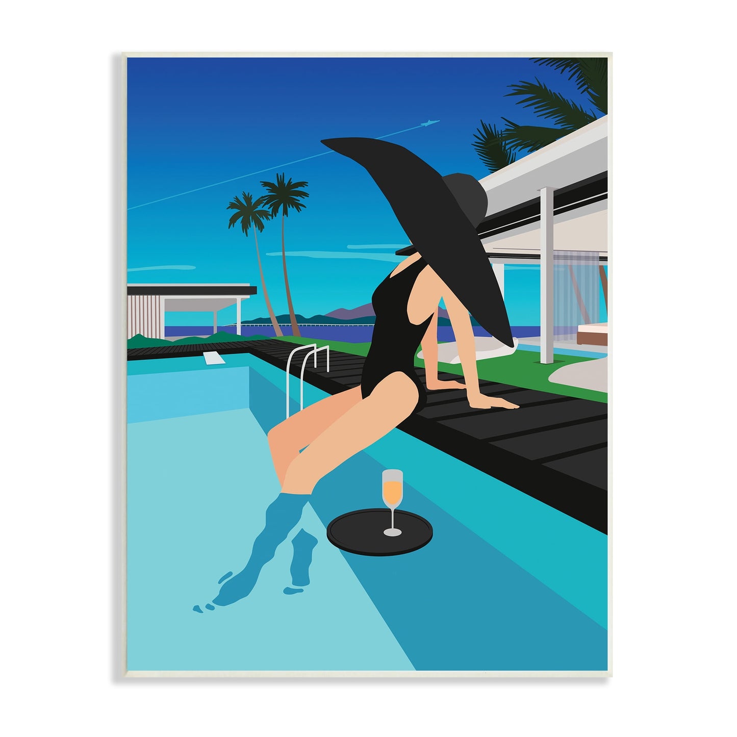 Stupell Industries Glam Fashion Relaxing Poolside Floating Drink Tray, 13 x 19, Designed by Ziwei Li