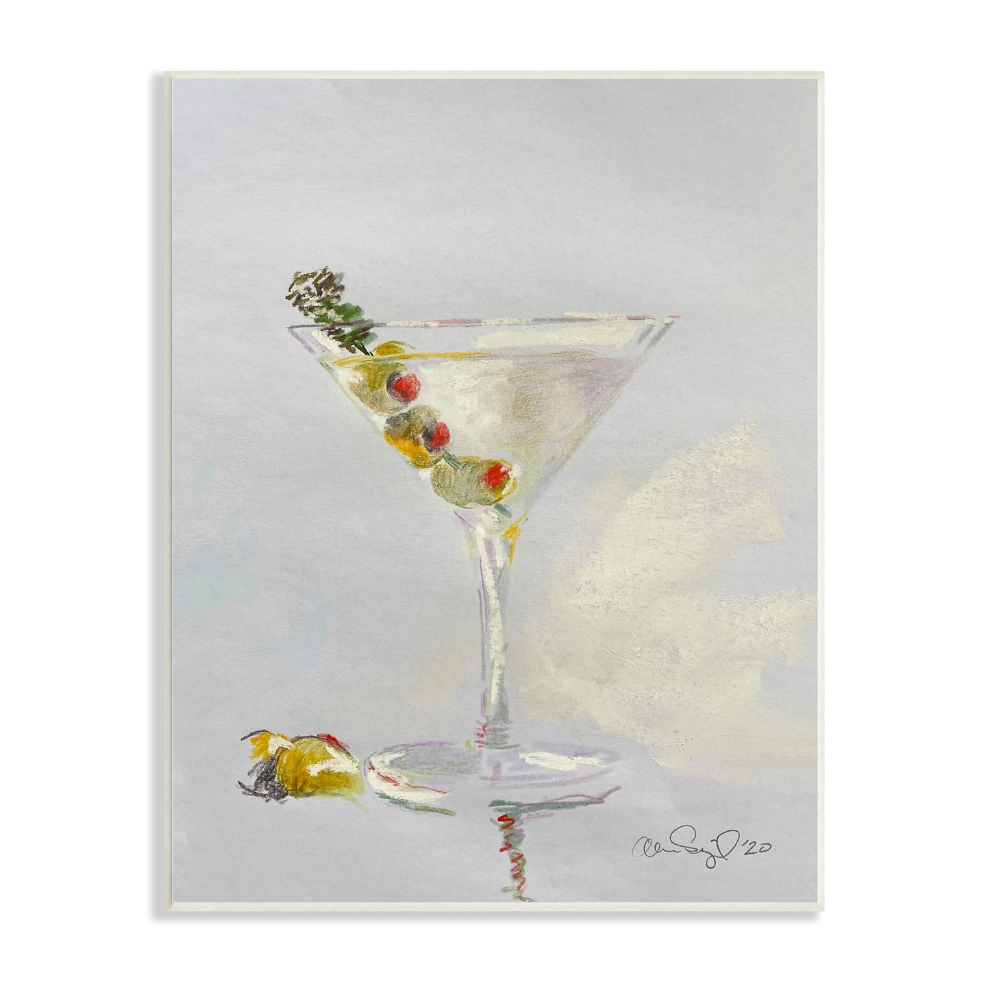 Stupell Industries Olive Martini Glass Cocktail Bar Classic Style , 10 x 15, Design by Alan Segal