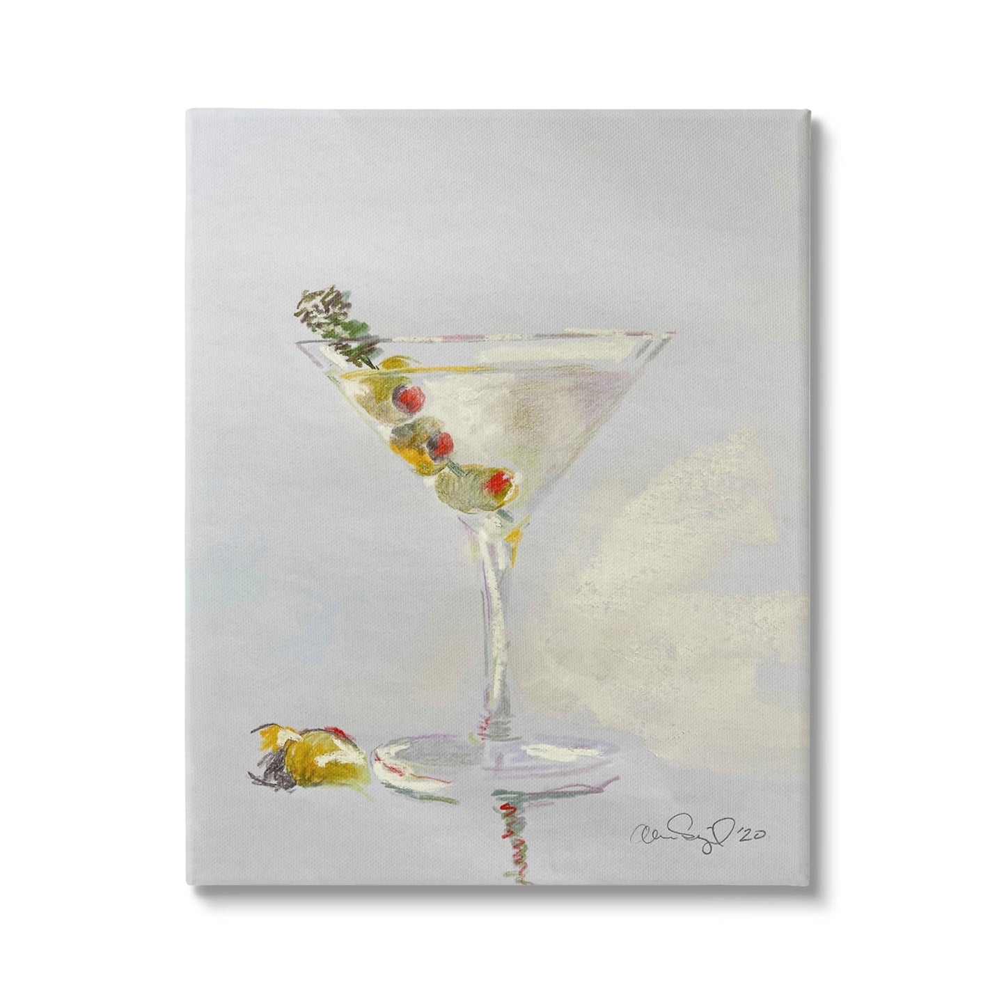 Stupell Industries Olive Martini Glass Cocktail Bar Classic Style , 16 x 20, Design by Alan Segal