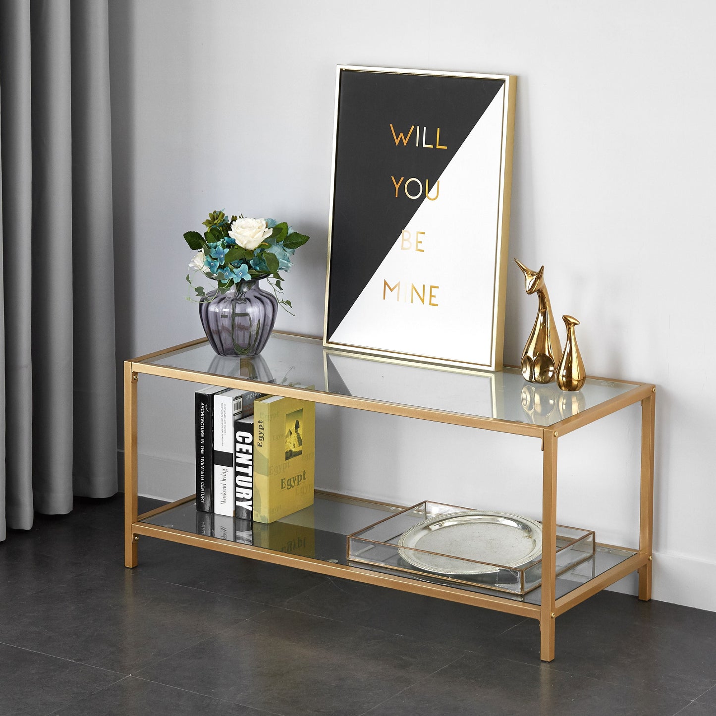 Stylehouse Tempered Glass and Metal Dining Table, Small