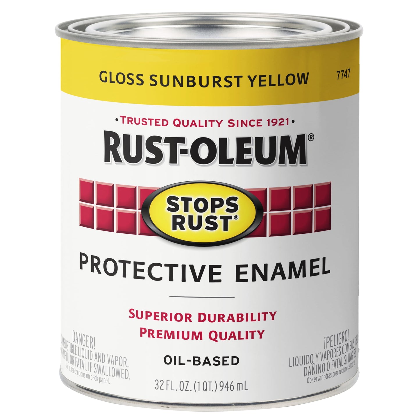 2 Pack, Sunburst Yellow(100 Voc), Rust-Oleum Stops Rust Gloss Protective Enamel- 353580, Quart