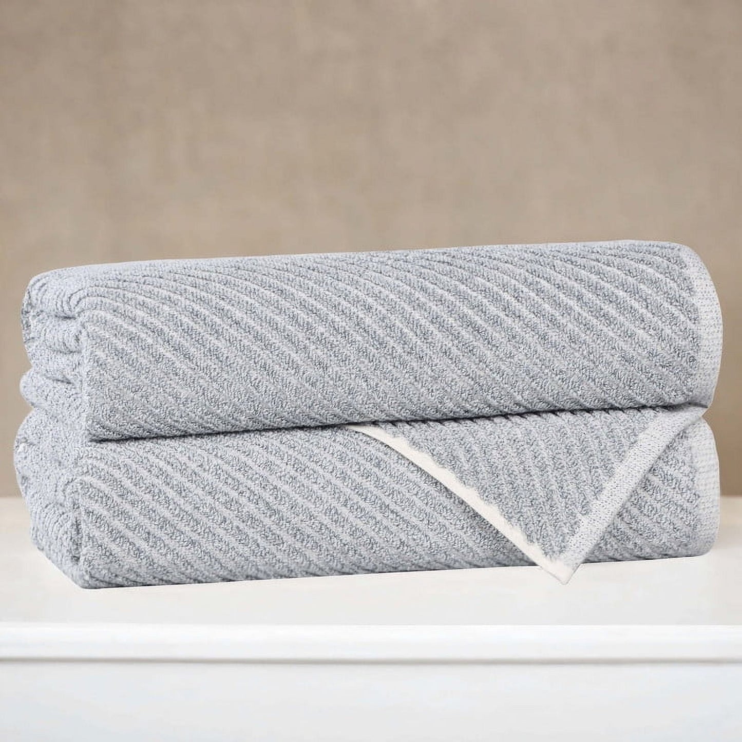 Superior Amelia Viscose Cotton Blend Medium Weight Bath Towels, Set of 2, Denim Blue
