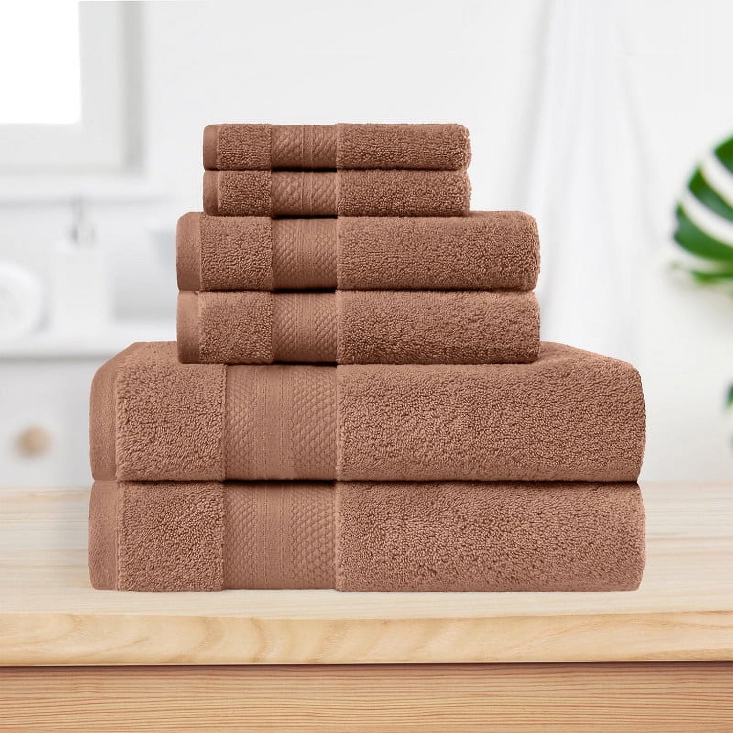 Superior Aria Turkish Cotton 6-Piece Towel Set, Ultra Soft Heavyweight Towels, Ivory