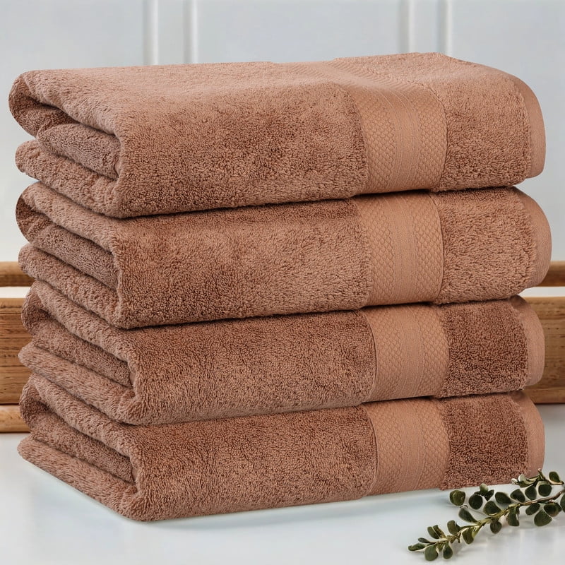 Superior Aria Turkish Cotton 4-Piece Bath Towel Set, Ultra Soft Heavyweight Towels, Taupe