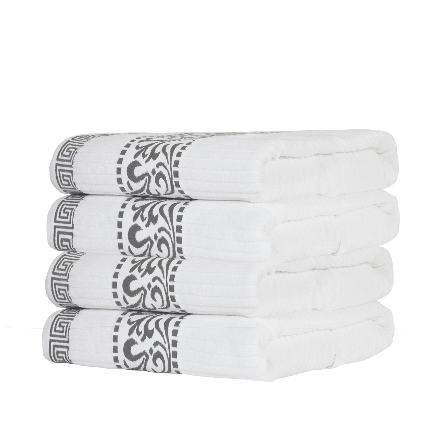 Superior Athens Cotton 4-Piece Decorative Quick Dry Towel Set, Grey