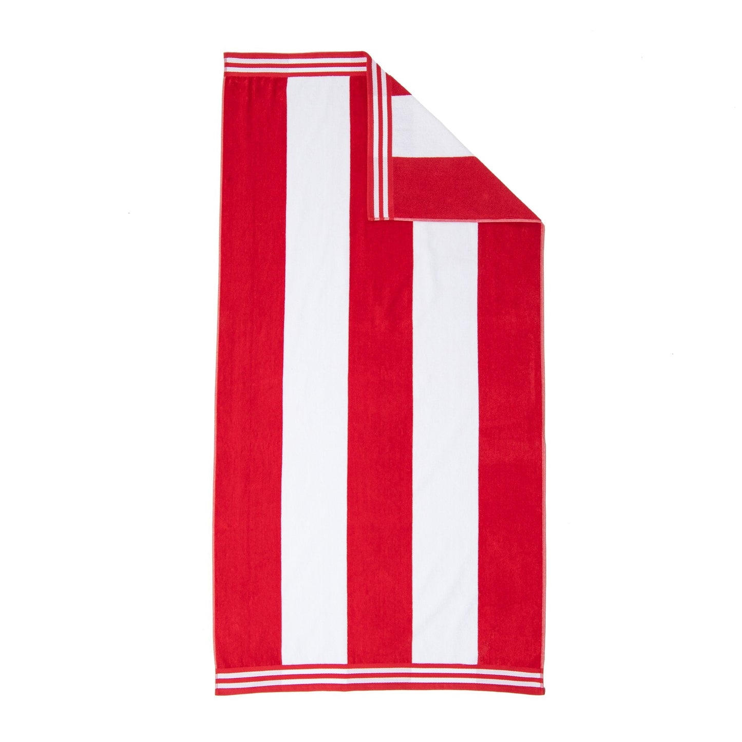 Superior Cabana Striped 1-Piece Oversized Cotton Beach Towel, Red