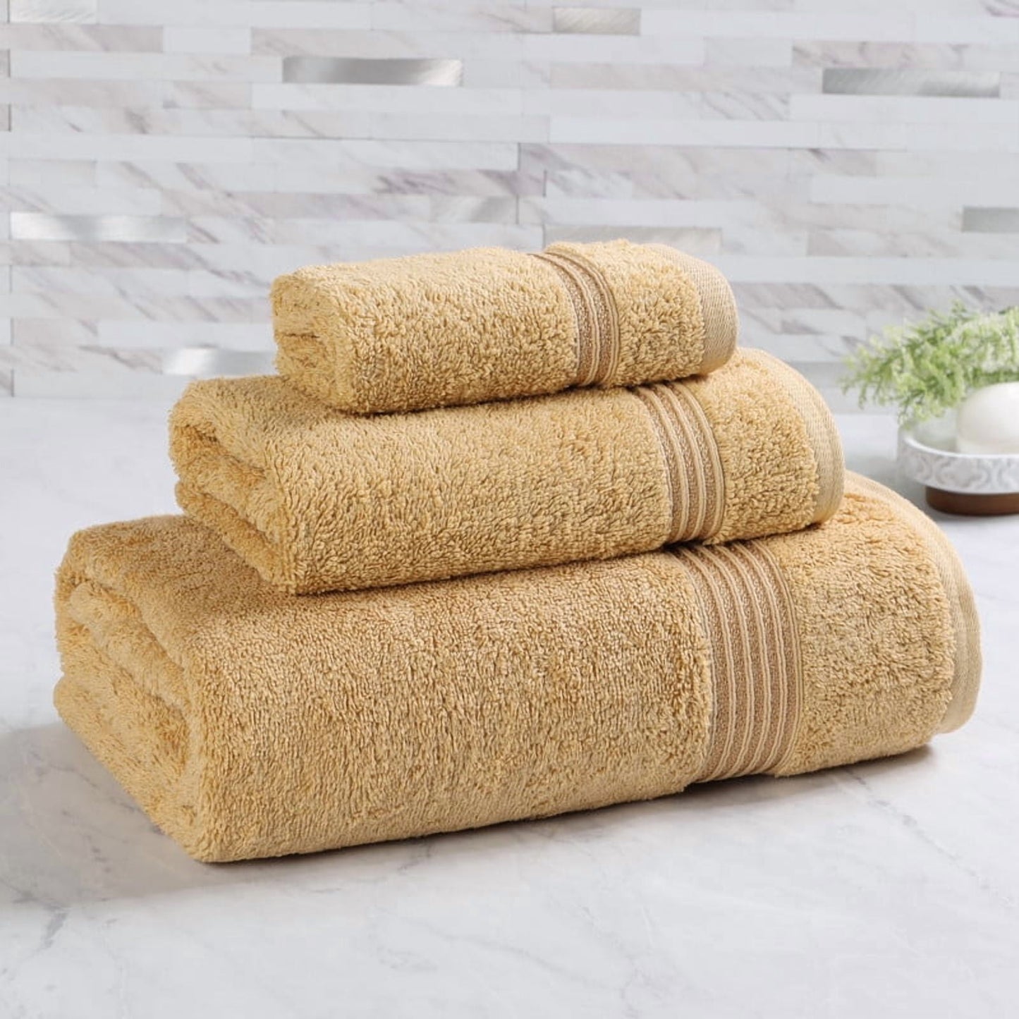 Superior Egyptian Cotton Absorbent 3-Piece Gold Towel Set