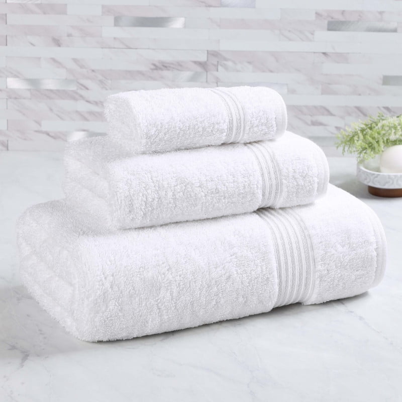 Superior Egyptian Cotton Absorbent 3-Piece White Towel Set
