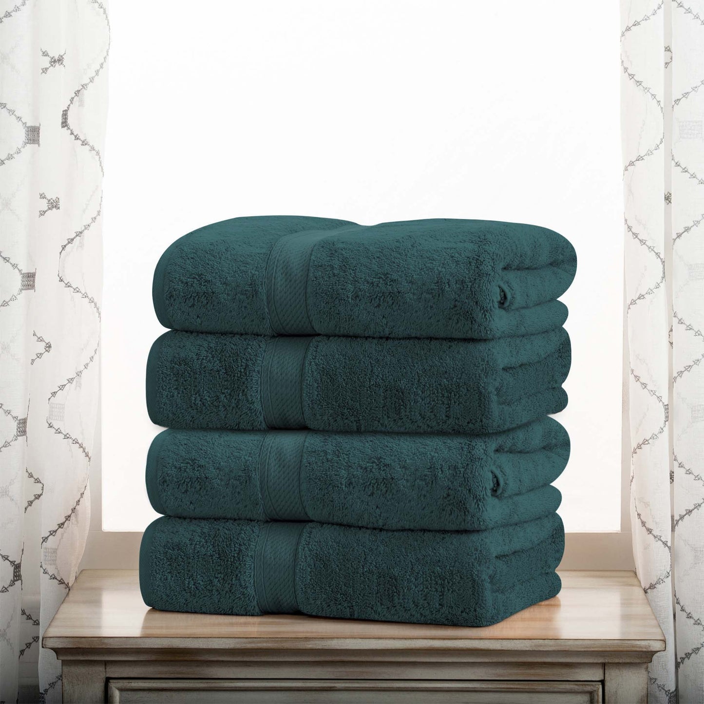 Superior 800 GSM Egyptian Cotton Heavyweight Bath Towel Set of 4, Teal
