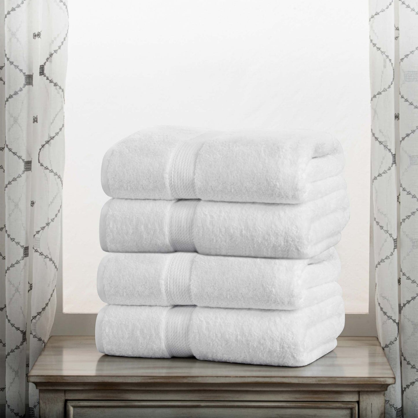 Superior 800 GSM Egyptian Cotton Heavyweight Bath Towel Set of 4, White