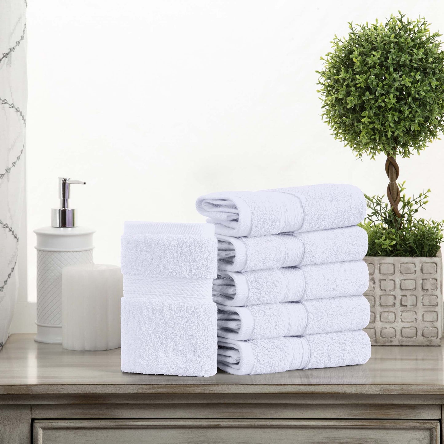 Superior 800 GSM Egyptian Cotton Heavyweight Face Towel Set of 6, White