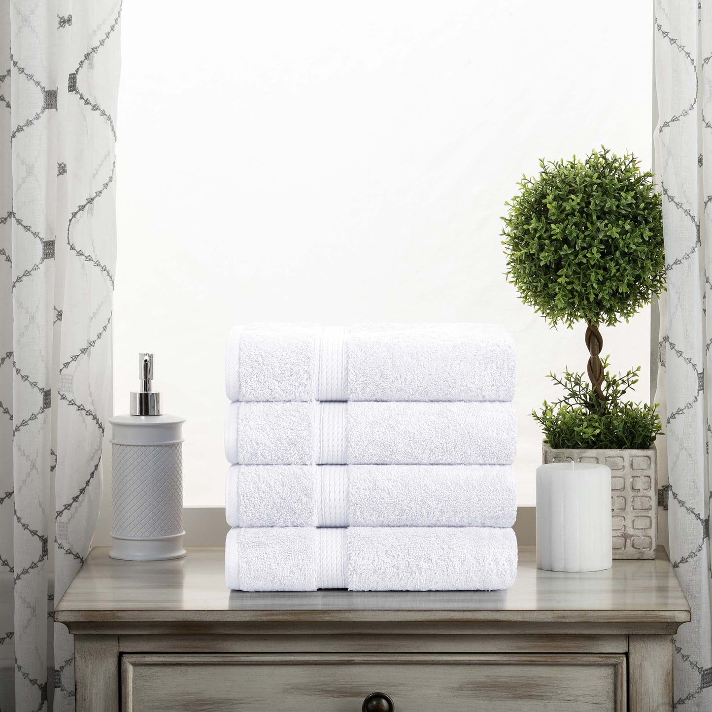 Superior 800 GSM Egyptian Cotton 4-Piece Hand Towel Set, Soft Ultra Absorbent Towels, Black