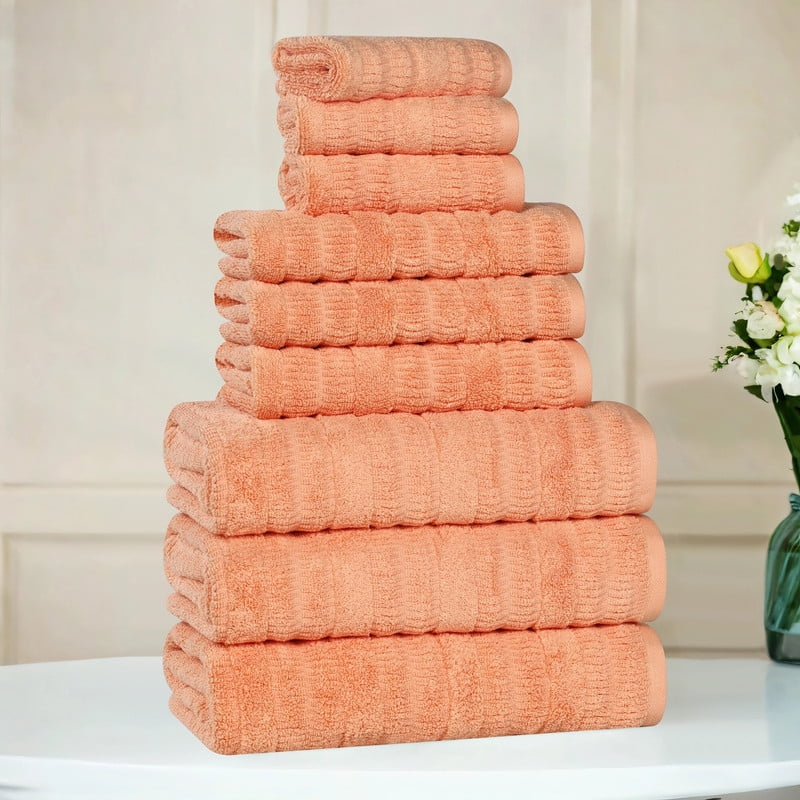 Superior Mika Smart Twist Cotton Medium Weight 9 Piece Towel Set, White