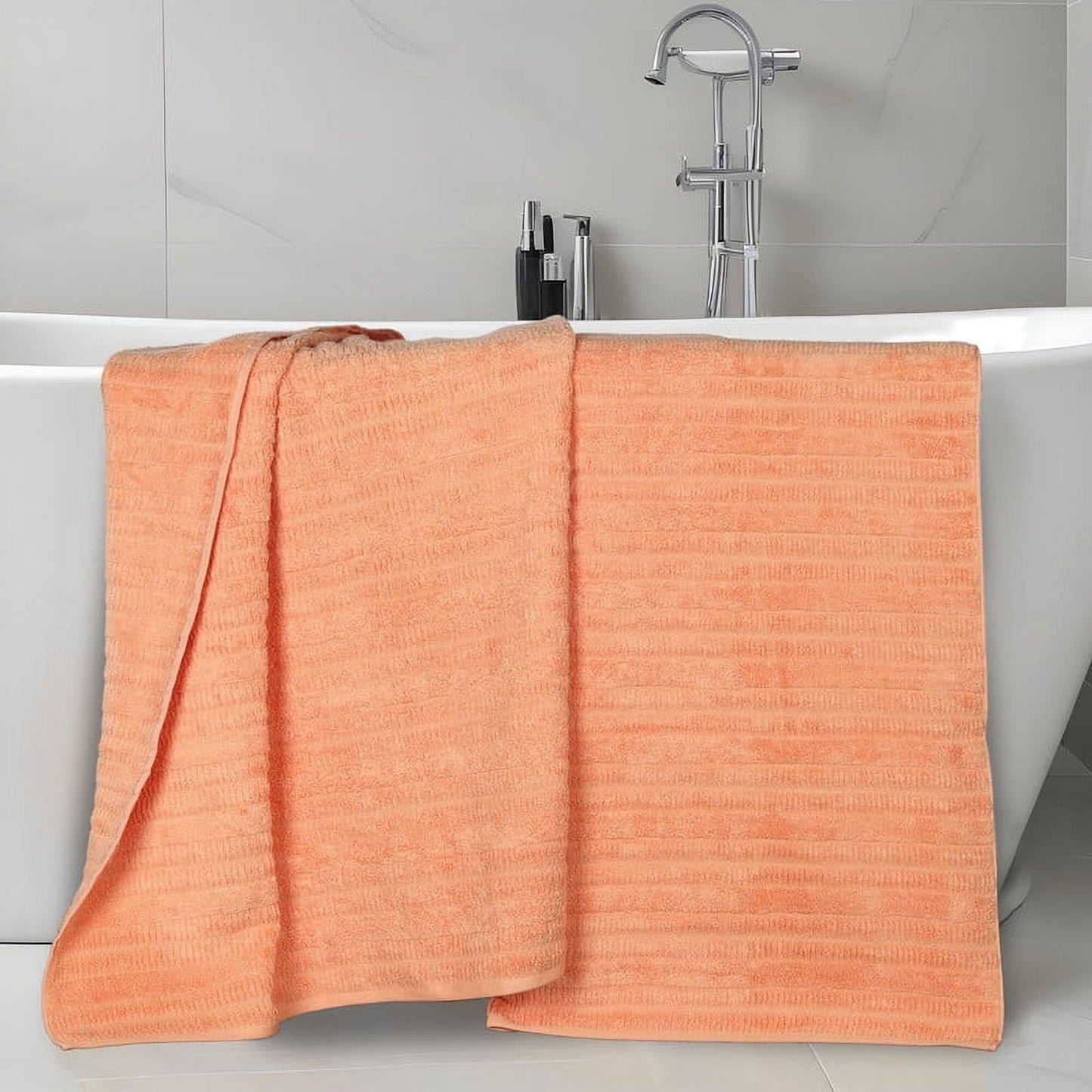 Superior Mika Smart Twist Cotton Medium Weight Bath Sheets, Set of 2, Quick Dry Towels, Peach