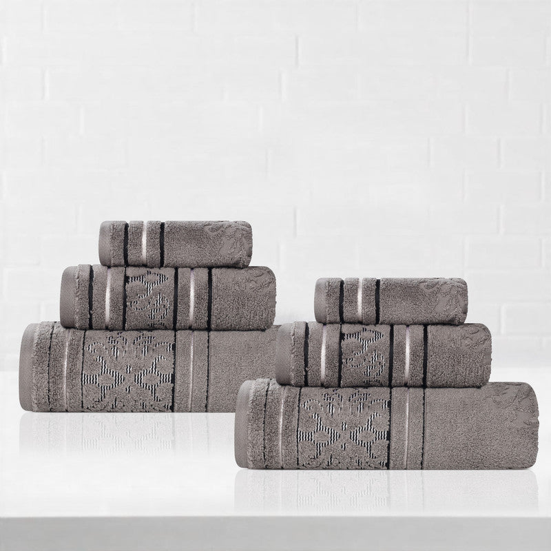 Superior Sadie Zero Twist Cotton Jacquard Hand Towel Set, Ultra Soft Towels, Charcoal