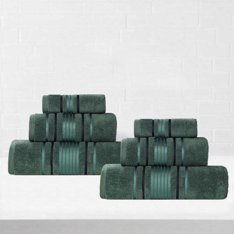 Superior Sadie Zero Twist Cotton Solid Hand Towel Set, Ultra Soft Towels, Forest Green