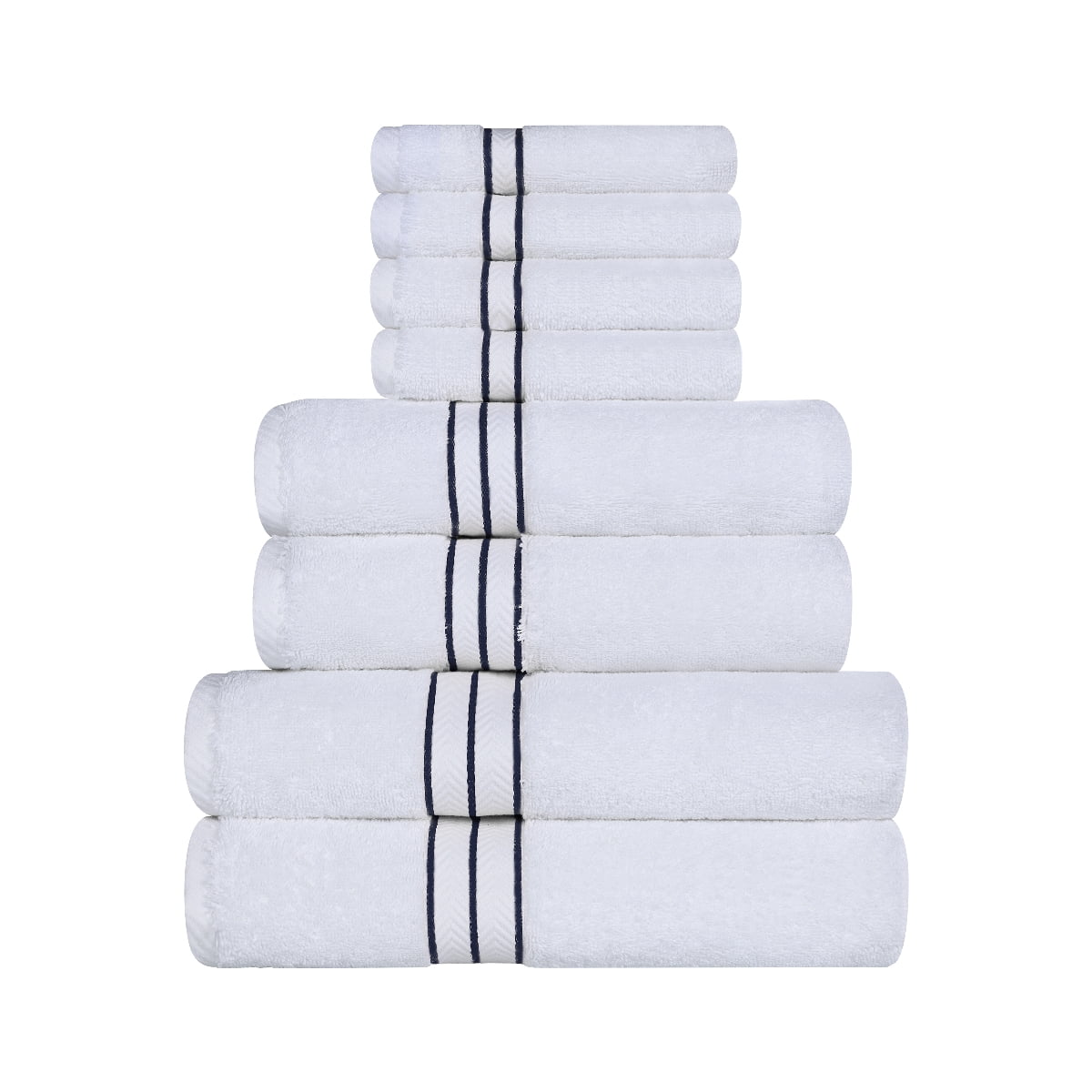 Superior Turkish Cotton Ultra-Plush 8-Piece Navy Blue Towel Set