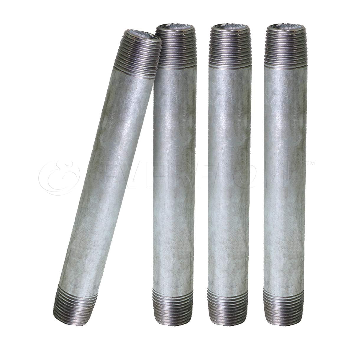 Supply Giant 3" x 7", Steel Pipe, pre cut Industrial Pipe, Threaded Pipe Nipples and Fittings, Build Vintage DIY Furniture, Galvanized (Pack Of 4)