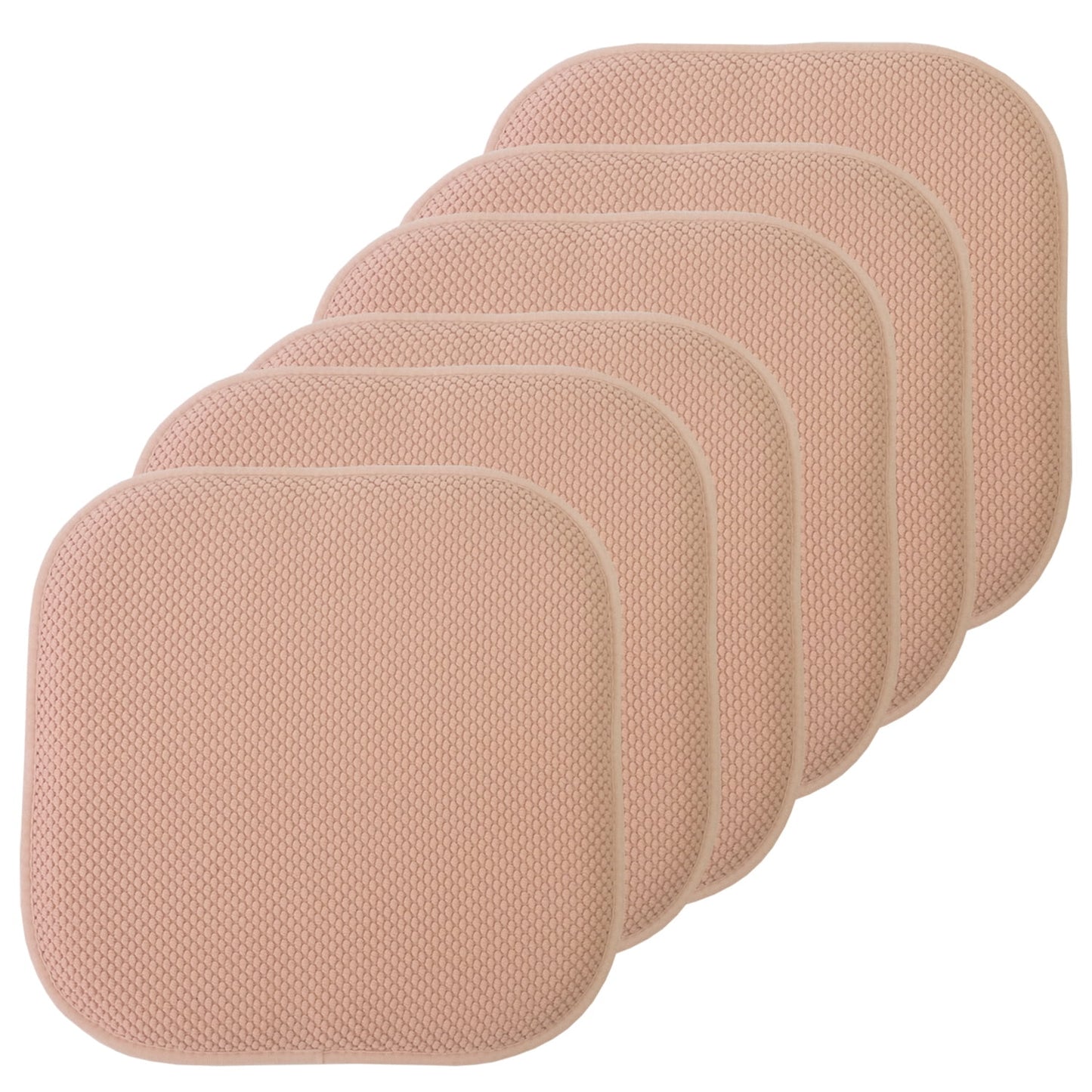 Sweet Home Collection Memory Foam Honeycomb Non-Slip Back 16" x 16" Chair Pad - Blush, 6 Pack