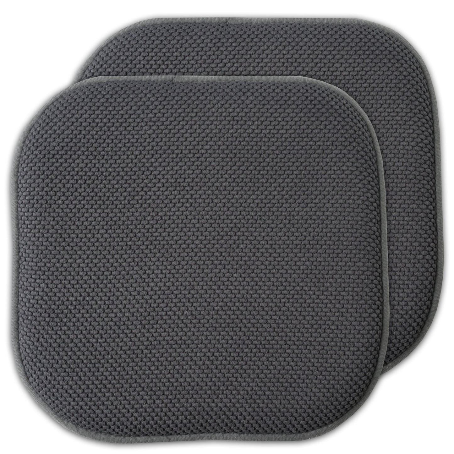 Sweet Home Collection Memory Foam Honeycomb Non-Slip Back 16" x 16" Chair Pad - Gray, 2 Pack
