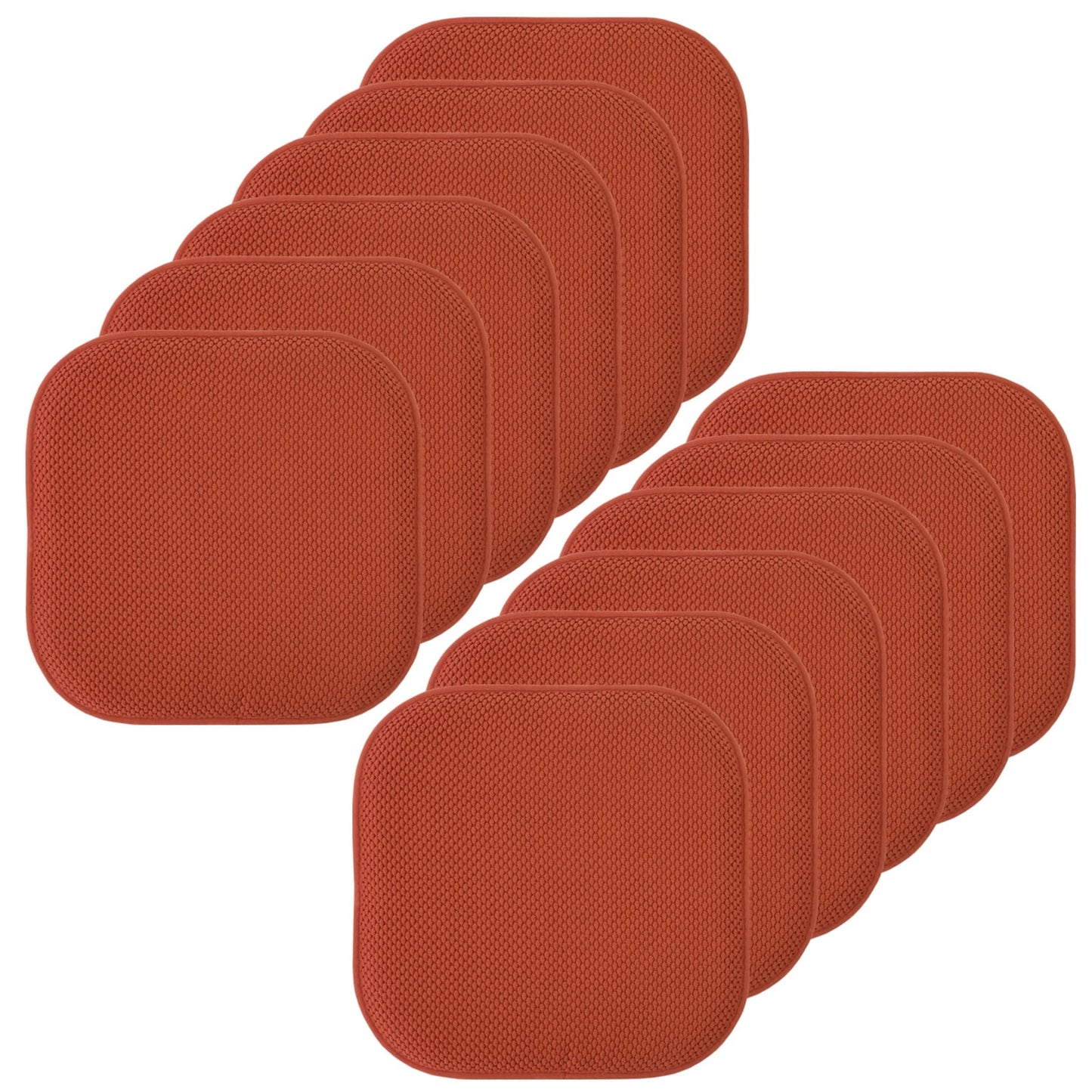 Sweet Home Collection Memory Foam Honeycomb Non-Slip Back 16" x 16" Chair Pad - Rust, 12 Pack