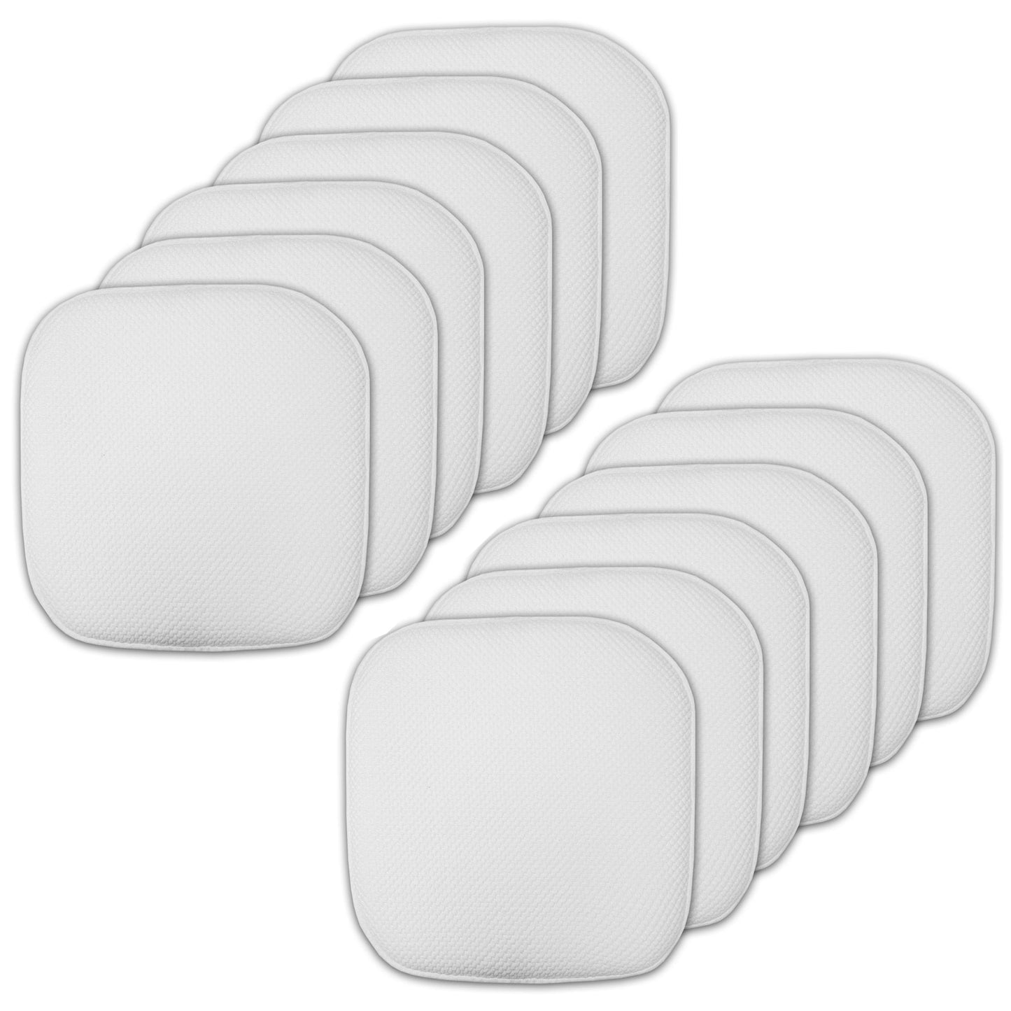 Sweet Home Collection Memory Foam Honeycomb Non-Slip Back 16" x 16" Chair Pad - White, 12 Pack