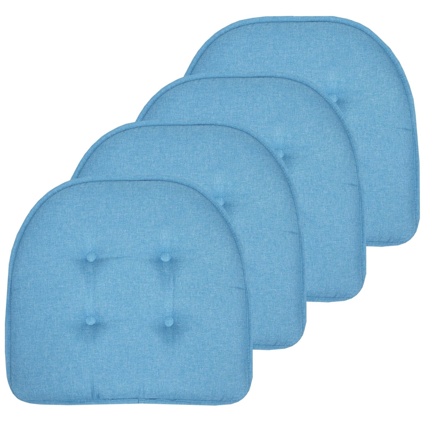 Sweet Home Collection U-Shaped Memory Foam Tufted Non Slip Chair Pads 4 PK, Turquiose