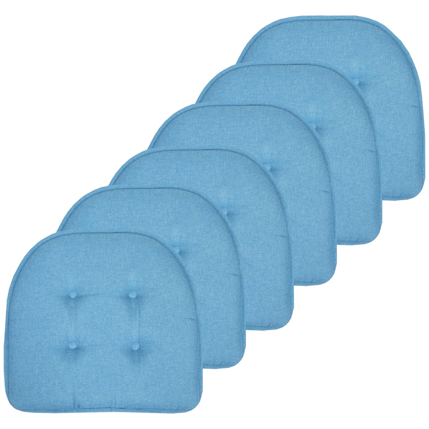 Sweet Home Collection U-Shaped Memory Foam Tufted Non Slip Chair Pads - 6 PK, Turquiose