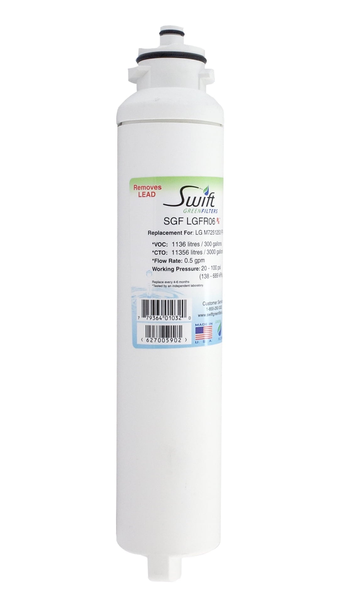 Swift Green Filters SGF-LGFR06 Rx Replacement water filter for LG M7251242FR-06, M7251252FR-06(1 Pack)