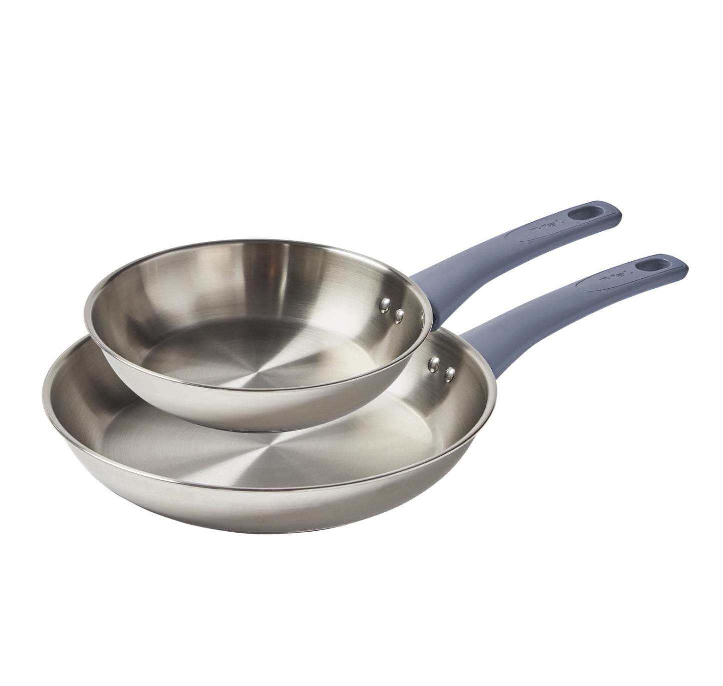 T-fal Daily Cook Stainless Steel Cookware Collection, 8 Inch and 10.5 Inch Frypan Set, Ocean Blue Handle