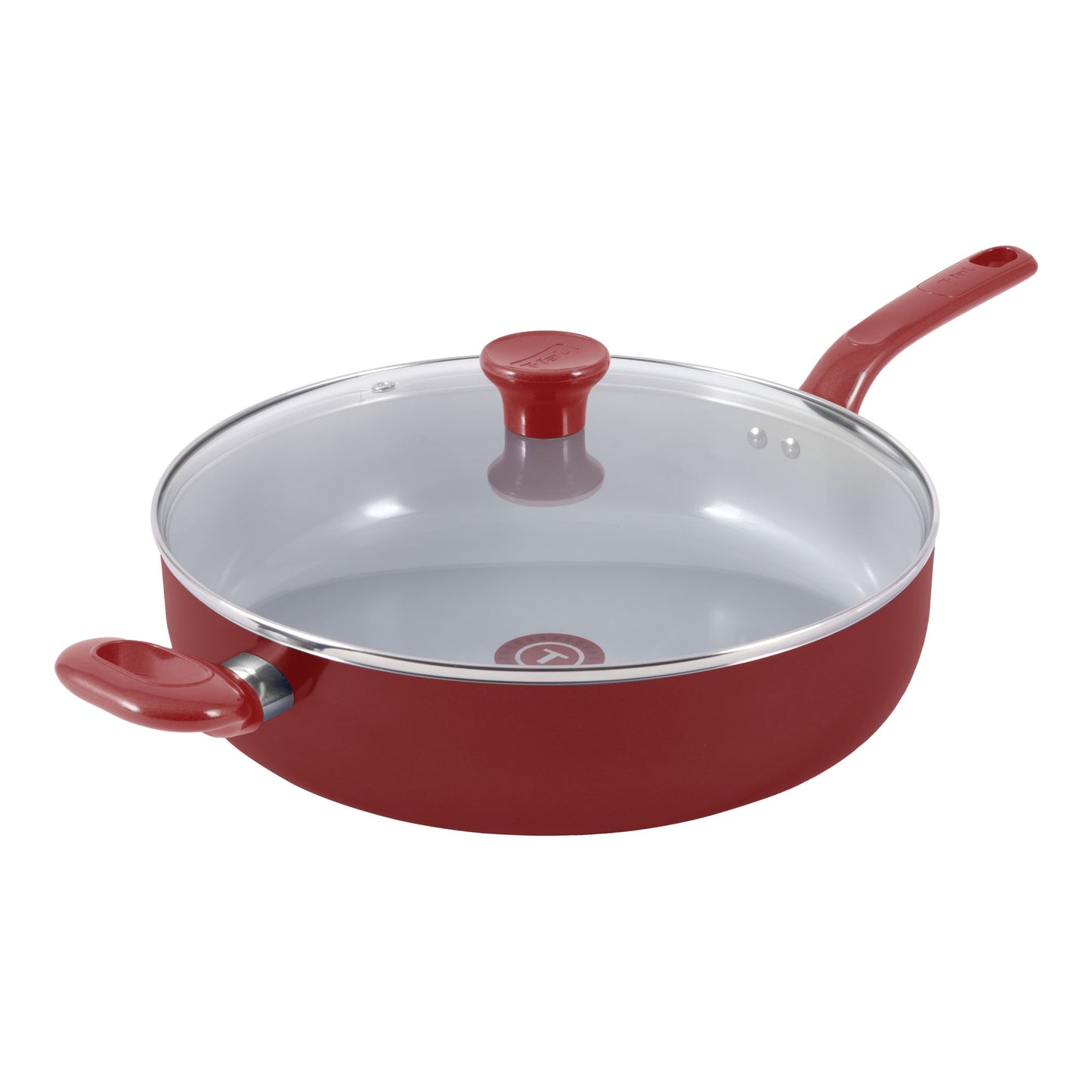 T-fal Easy Care Ceramic Non-Stick Cookware, 5 Quart Jumbo Cooker with Lid, Raspberry Compote