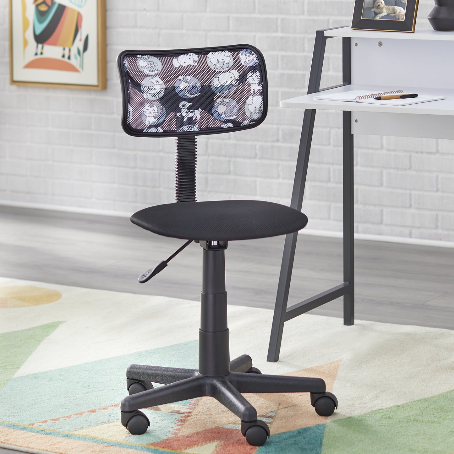 TMS Focus Kids Task Chair with Adjustable Height & Swivel, Black