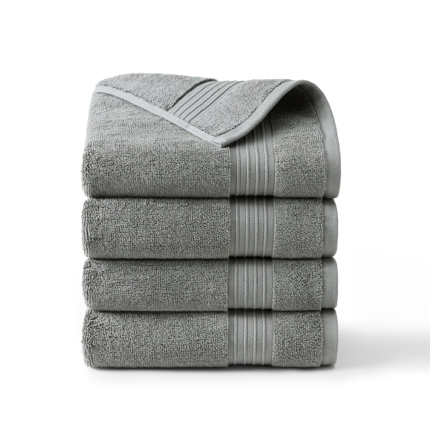 TOWN & COUNTRY EVERYDAY 4-Piece Solid Dobby Border Hand Towel Set, 20"x30", 100% Cotton, Plush & Absorbent 650GSM, Blush