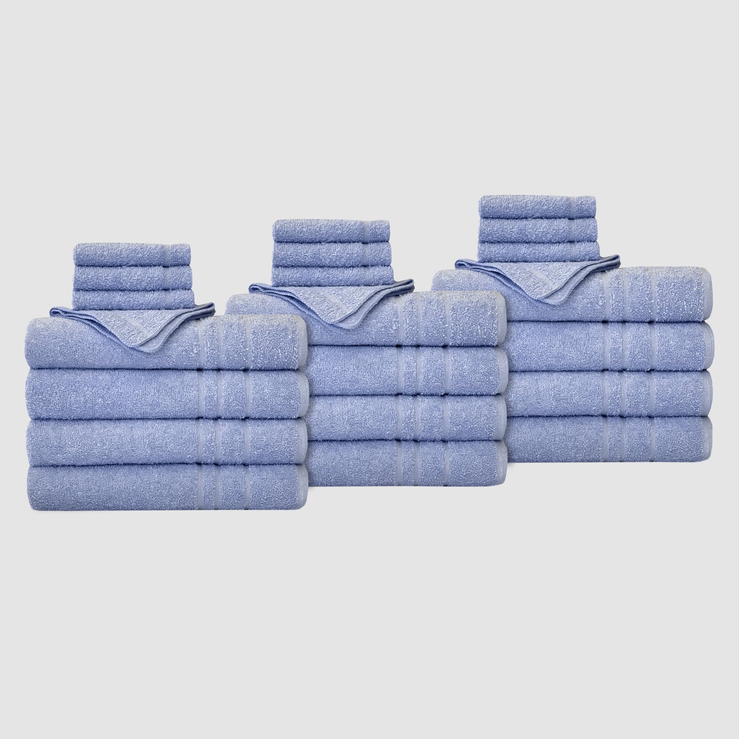 True Hue Juego de Toallas de Baño de 24 Piezas de Algodón y Poliéster Reciclado, Seguro para Blanqueador, Blanco