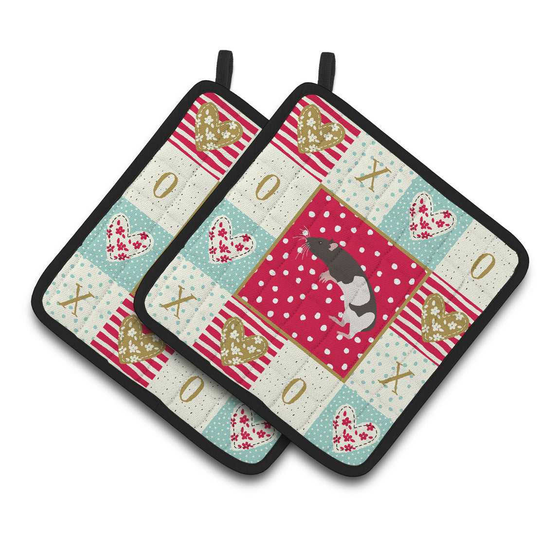 Tailless Rat Love Pair of Pot Holders
