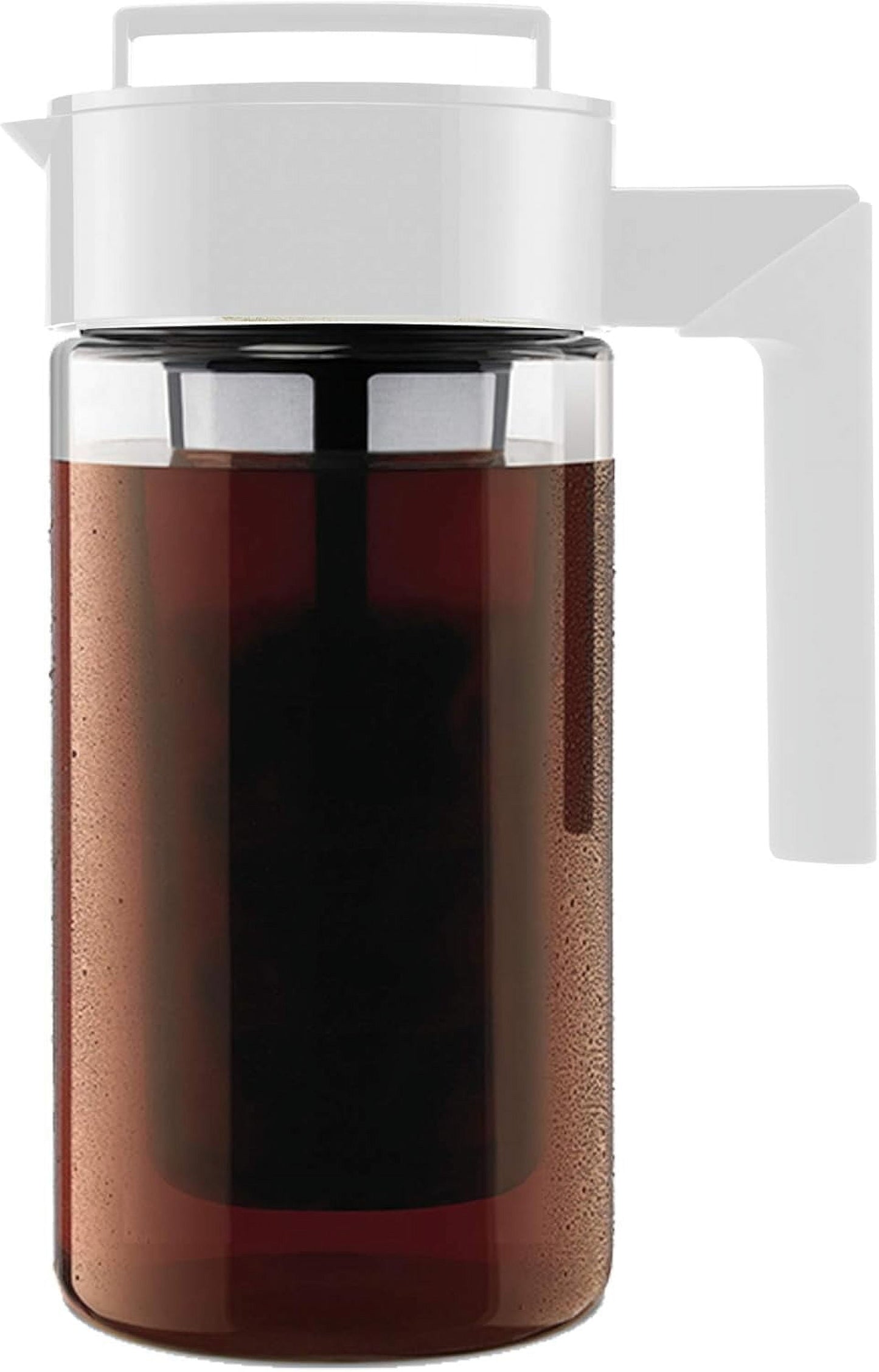 Takeya Patented Deluxe Cold Brew Coffee Maker with Black Lid Airtight Pitcher, 2 Quart, Black