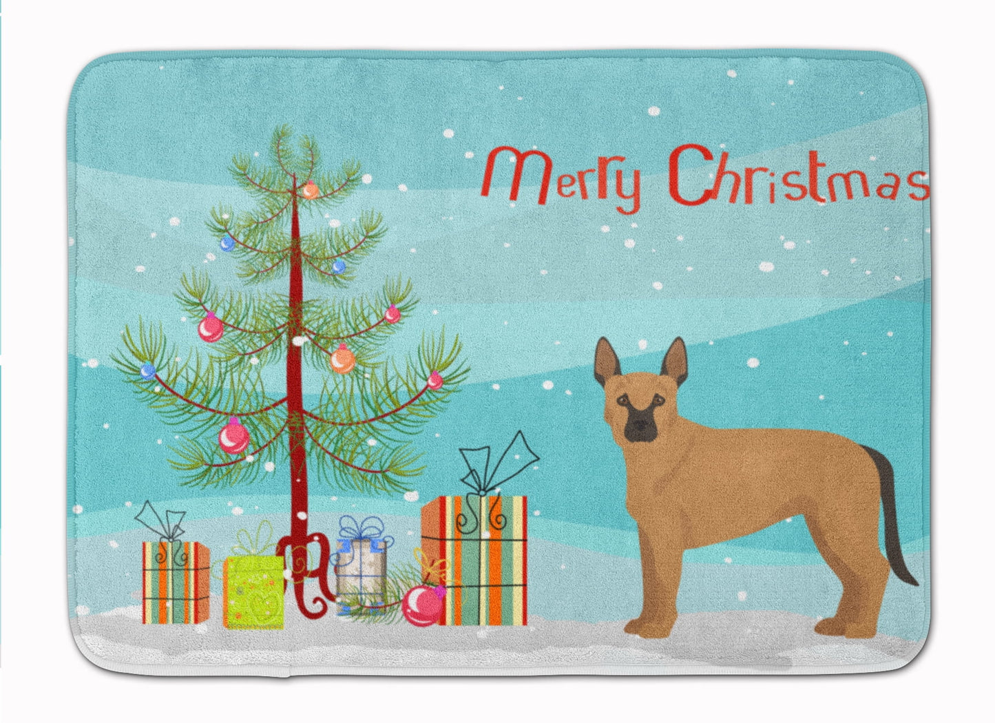 Tan German Shepherd Mastiff Mix Christmas Tree Machine Washable Memory Foam Mat