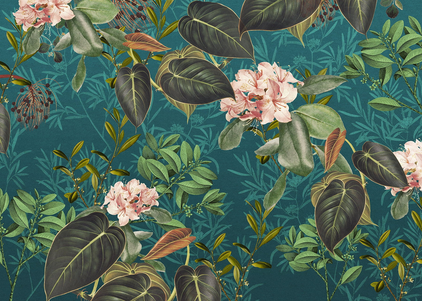 Teal Tropic Wall Mural
