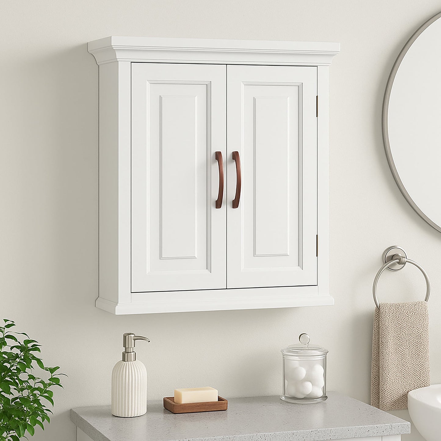 Teamson Home St. James Two-Door Removable Wall Cabinet with Adjustable Shelves