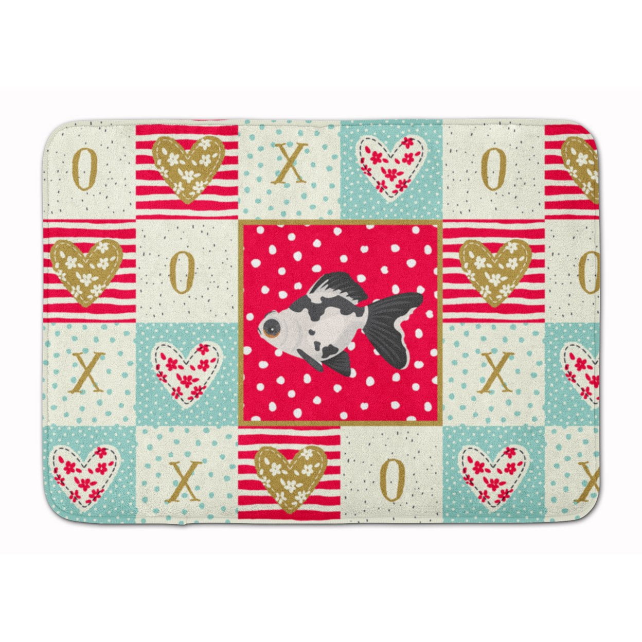 Telescope Eye Goldfish Love Machine Washable Memory Foam Mat Red